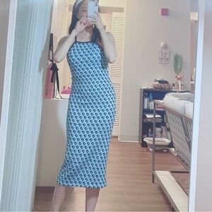 Zara Blue knit jacquard patterned tank Dress